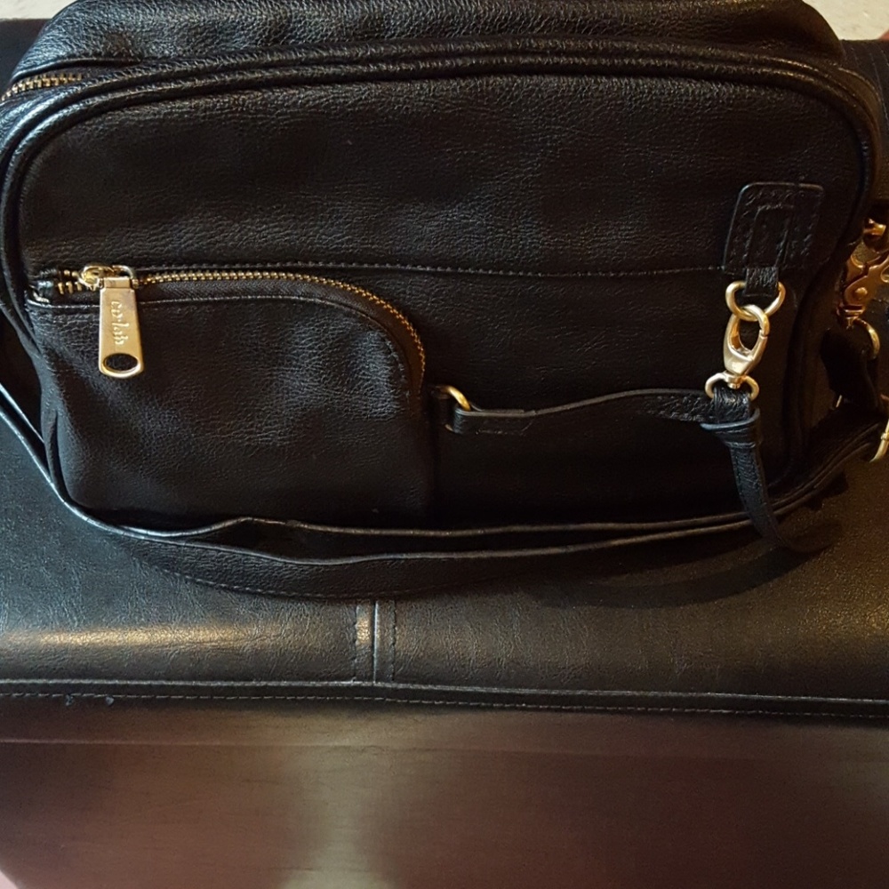co-lab black faux leather crossbody purse